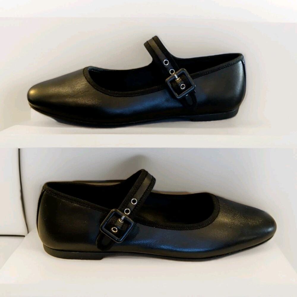 Everlane Mary Jane Shoes Womens Size 6 Black Leather The Day Buckle Flats NIB